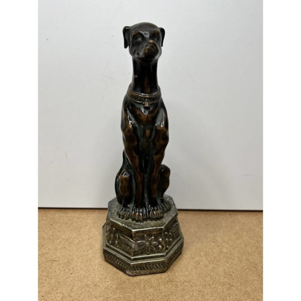 Vintage Bronze Metal Greyhound Whippet Dog Statue Seated Art Deco Saluki Figure - Picture 6 of 14